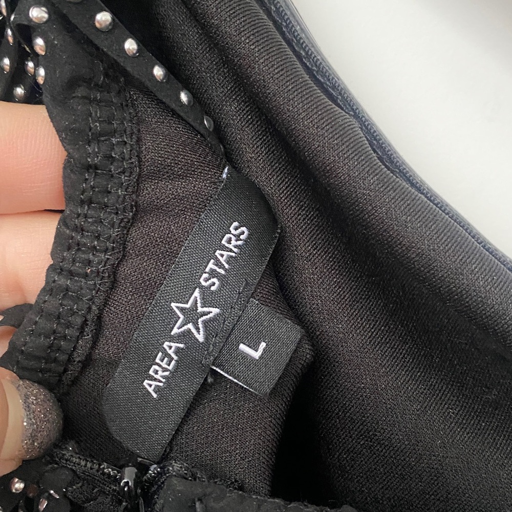 AREA STARS Black Fringe Dress with Silver Accents - Picture 7 of 8